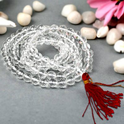 Sphatik Mala (108+1 Beads) 100% Natural & Crystal Chanting Mala, for Wearing in Neck and Jaap Mala