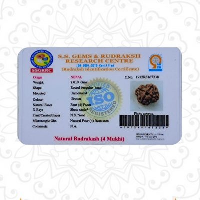 Four Faced (4 Mukhi) Lab Certified Rudraksha Bead Good for Pooja,Yoga, Meditation