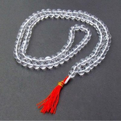 Sphatik Mala (108+1 Beads) 100% Natural & Crystal Chanting Mala, for Wearing in Neck and Jaap Mala