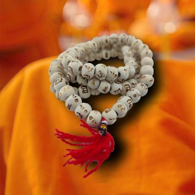 White Tulsi Japa Mala 108+1 8mm Hare Rama Hare Krishna Beads