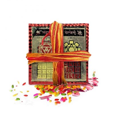 Vyapar Vridhi Yantra Approx 4x4 Inches Energized Shree Yantra Kavach High Quality Embossed Printing Hindu Puja Spiritual Pooja Yantra