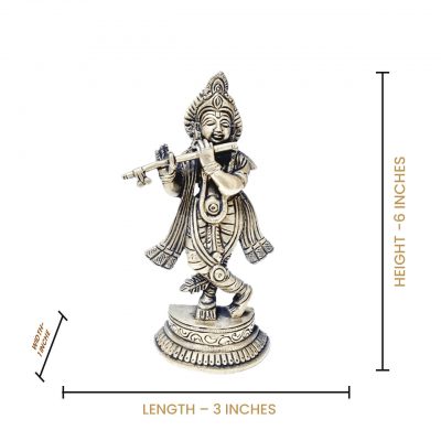 6 Inch Lord Krishna Brass statue for Home temple