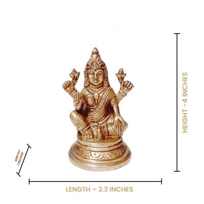 Goddess Laxmi Statue(Goddess of Wealth Prosperity ) Brass Gold Statue Idol 4 inches