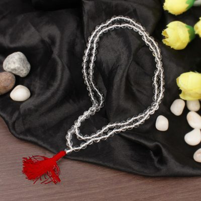 Sphatik Mala (108+1 Beads) 100% Natural & Crystal Chanting Mala, for Wearing in Neck and Jaap Mala