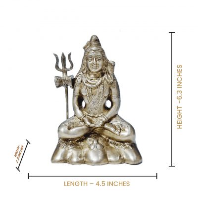 Lord Shiva Brass Statue Idol in Padmasana 6.3 inches