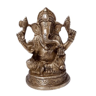 3.5 Inch Hindu Lord Ganesha Brass God of Success Statue for Home