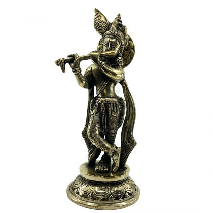 9 Inch Lord Krishna Brass Idol for Home temple