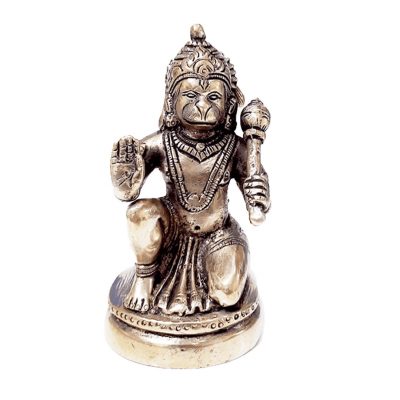 Hindu God Hanuman Bajrangbali 4.5 Inch Brass Statue for Pooja Temple