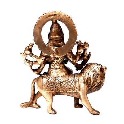 Antique Durga Brass Statue 6 inch Pooja Figurine for Home Temple Durga Sculpture for Navratri Pooja