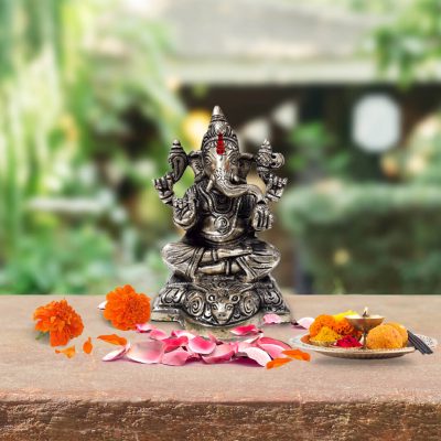 Hindu Lord Ganesha Brass God of Success 5.7 Inch Statue for Home