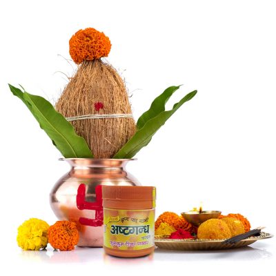 Special Brij Orange Ashtgandh Chandan for pooja tilak (Pack of 2)