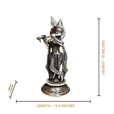 9 Inch Lord Krishna Brass Idol for Home temple