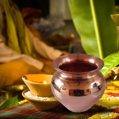 Indian Copper Pooja Kalash Lota for Home Mandir/ Festival Pooja