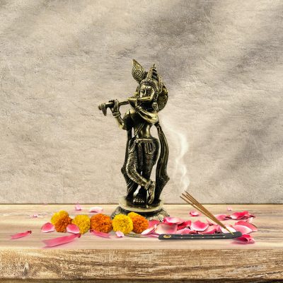 9 Inch Lord Krishna Brass Idol for Home temple