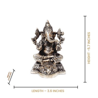 Hindu Lord Ganesha Brass God of Success 5.7 Inch