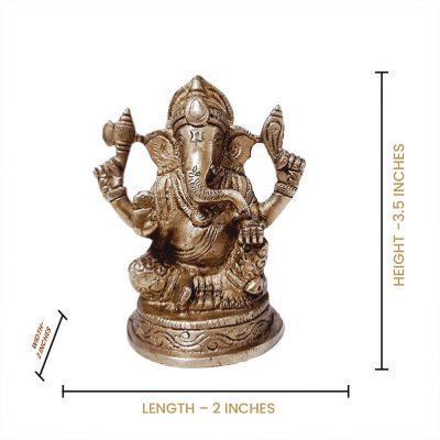 3.5 Inch Hindu Lord Ganesha Brass God of Success Statue for Home