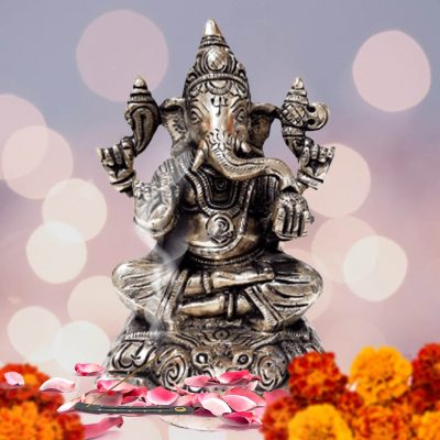 Hindu Lord Ganesha Brass God of Success 5.7 Inch