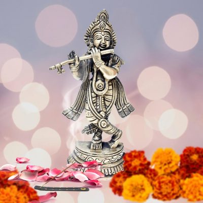 6 Inch Lord Krishna Brass statue for Home temple