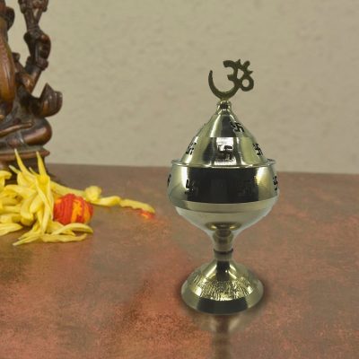 OM Swastik Hindu Brass Akhand Jyoti Diya for Pooja Indian Akhand Diya for Home Pooja