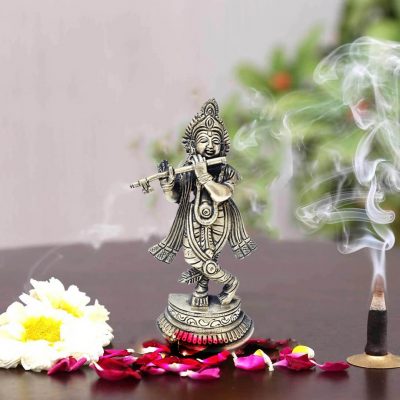 6 Inch Lord Krishna Brass statue for Home temple